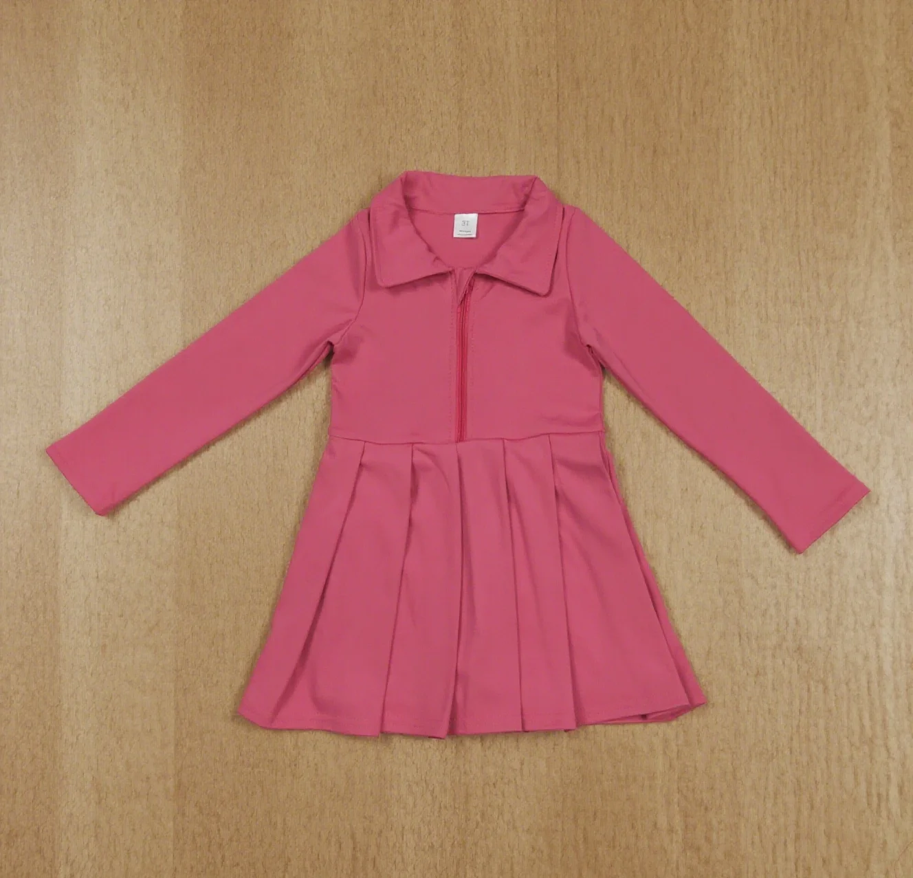 

Z814-18 GLD1146 Kids Fall Clothes Long Sleeve Dark Pink Yoga Baby Girls Dress