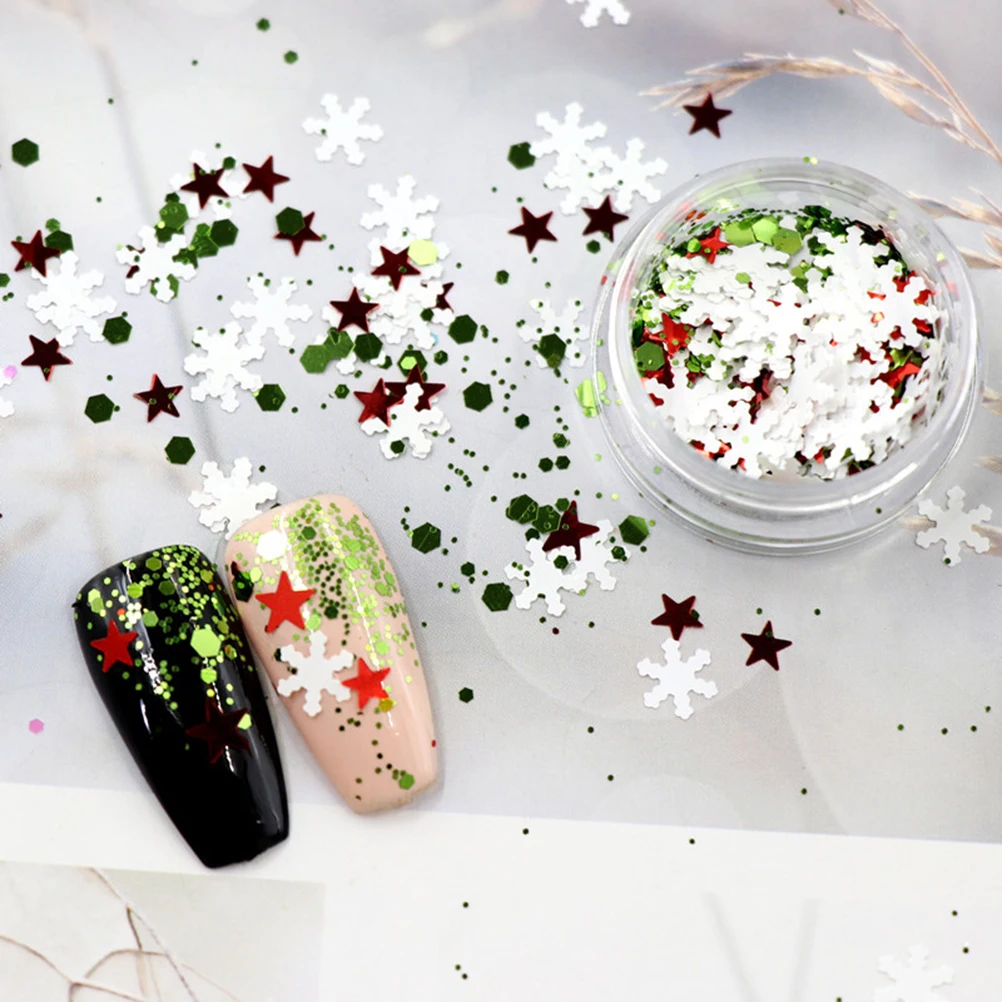 

6 Pcs Snowflake Sequins Christmas Manicure Decor Nail Decoration Flash Paillette