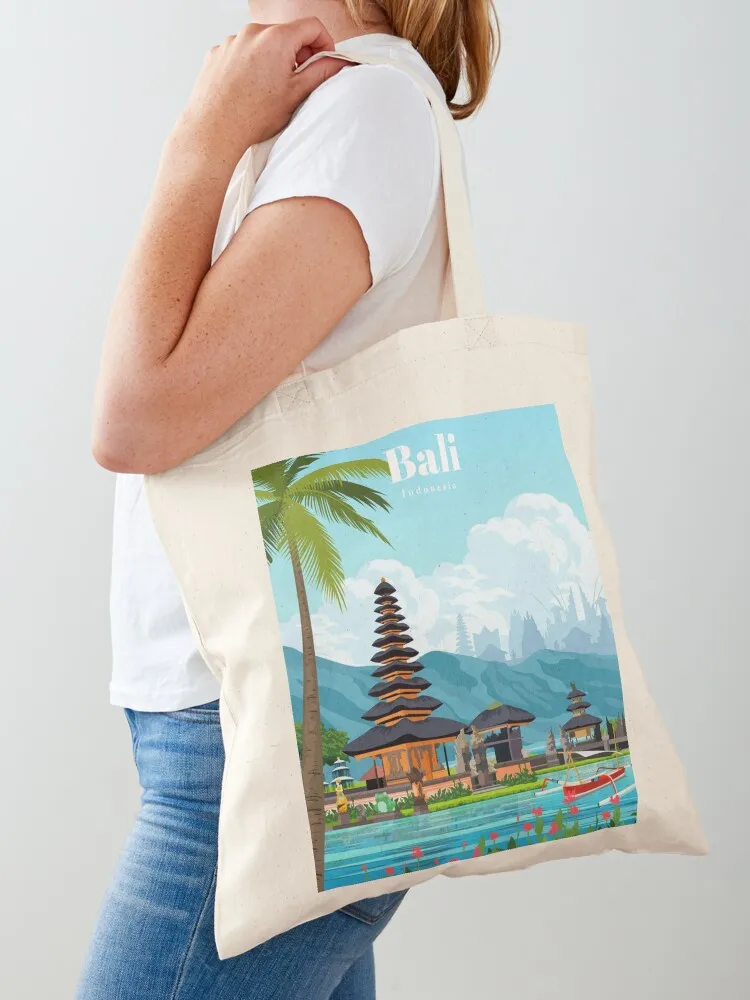 

Travel to bali Tote Bag Large bags for women Portable shopping bag Fabric bag reusable shopping
