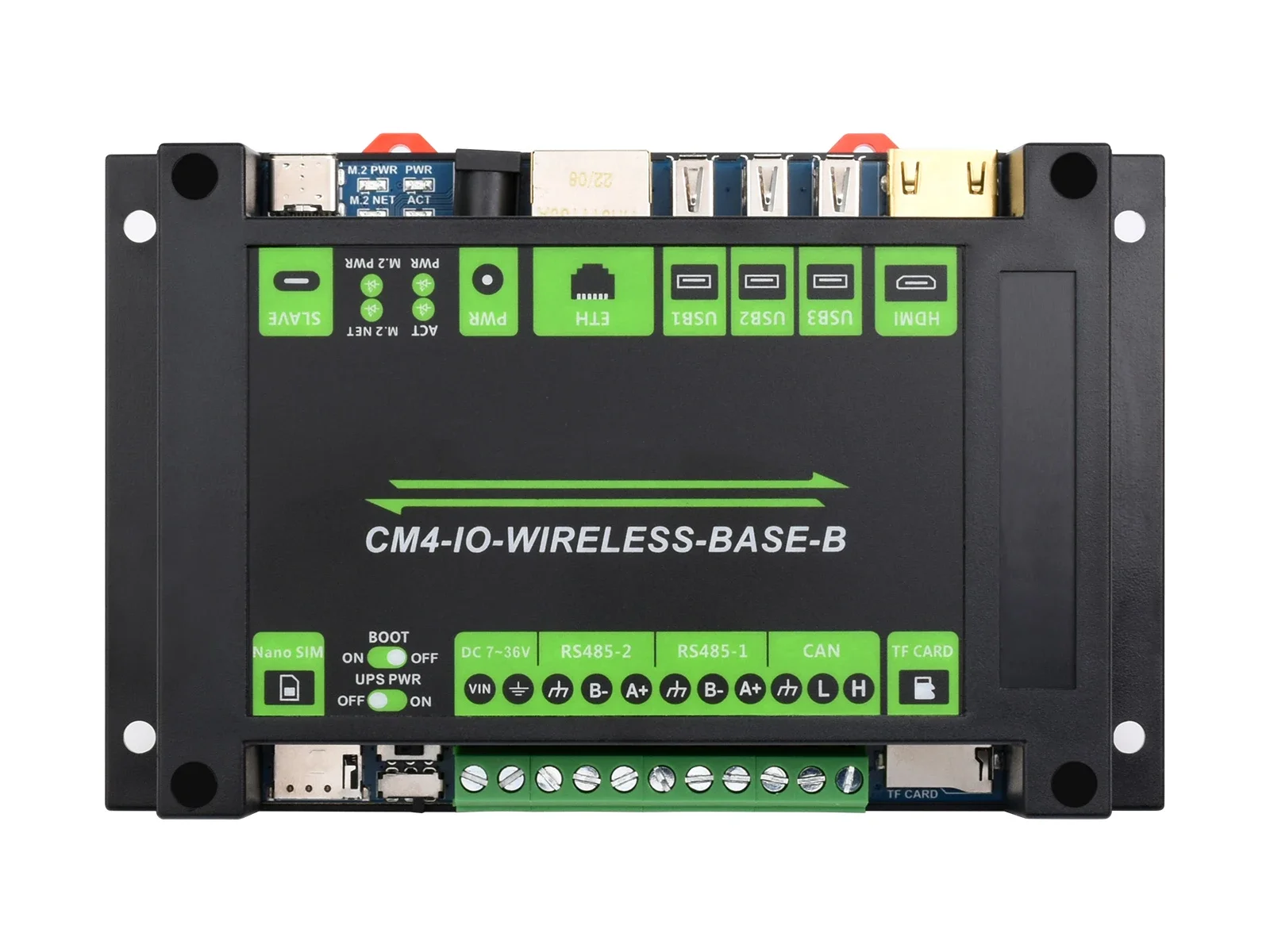 

WIRELESS-BASE-B CM4 Industrial Expansion Module 5G/4G Expansion Board Kit with UPS Module M.2 Interface 3 Way USB 2.0 Interface