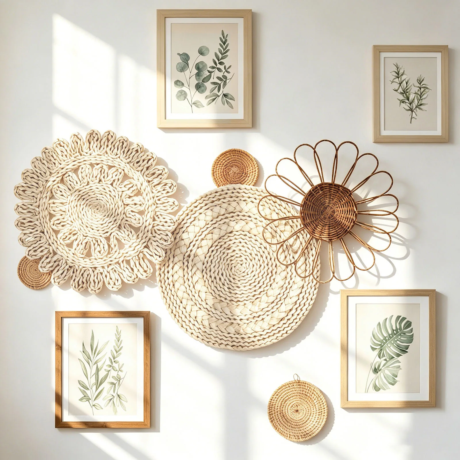 Woven Basket Set - Boho wandmand van zeegras en rotan