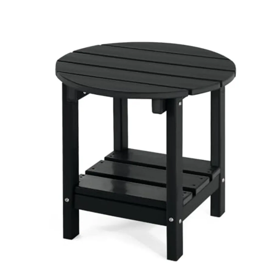

Adirondack Outdoor Side Tables 2-Tier Round Outdoor Table Weather Resistant HDPE Patio End Table for Garden Lawn Pool Beach Por