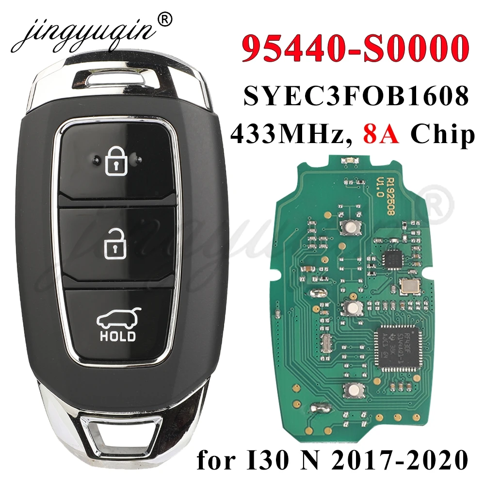 jingyuqin 95440-S0000 Remote Car Key 433Mhz 8A for Hyundai I30 N 2017 2018 2019 2020 Smart Keyless go Fob Control SYEC3FOB1608