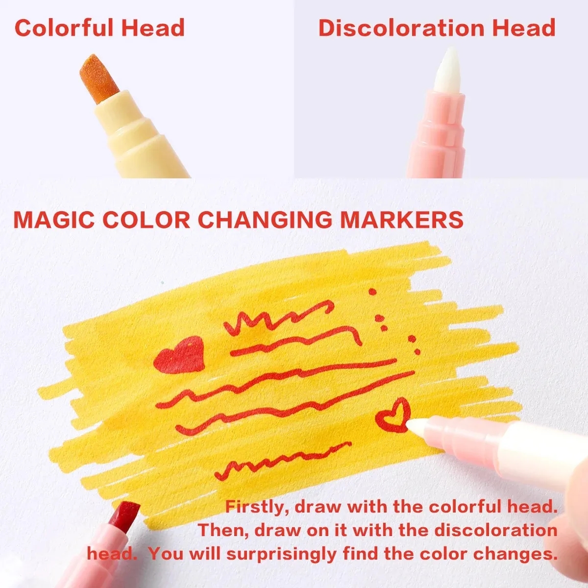 12pcs Double-ended Magic Color Marker Pen Changing Highlighter Pen Set Student Diary Scrapbook Painting DIY Office Supplies