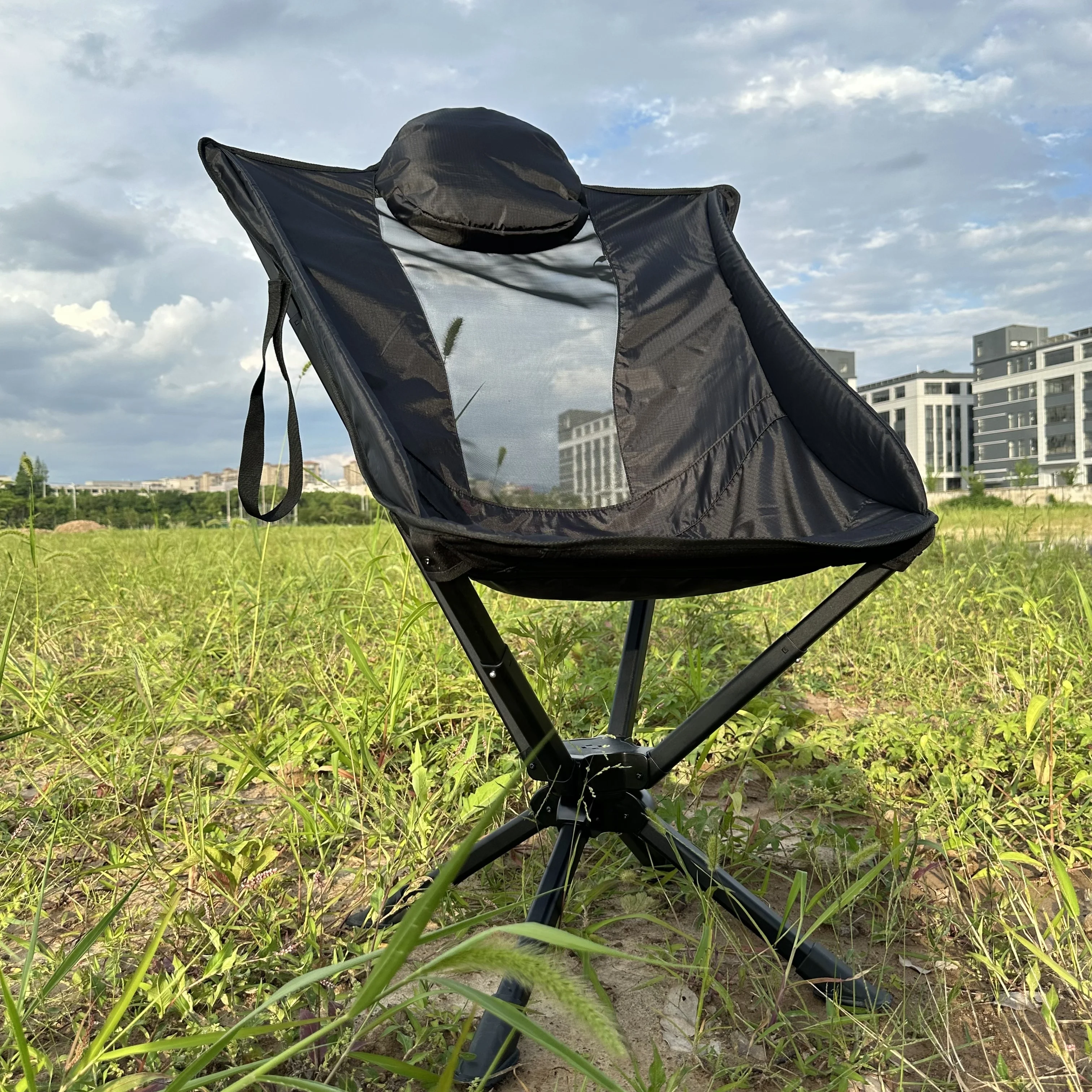 Modern Aluminum Mesh Swivel Chair Comfortable and Customizable for Bedrooms Outdoor Camping Factory's Rotating Turning Chair