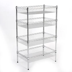 DIY Kitchen Multifunctional Storage Rack Floor To Floor Multi-layer Simple Shelf Stainless steel Pot Vegetable Basket Rack