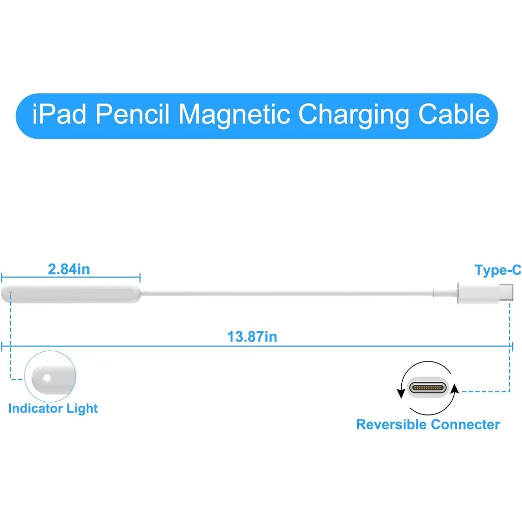 Pengisi daya magnetik kompatibel dengan Pensil IPad adaptor pengisi daya ke-2 untuk pensil pengisi daya magnet