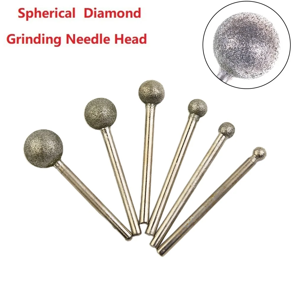 เจาะบิตบดเข็มเพชรรอบBall Burr Ballรูปร่างโลหะรอบ 4-12 มม.4/5/6/8/10/12 มม.6 ชิ้น 6pcsสําหรับแกะสลัก