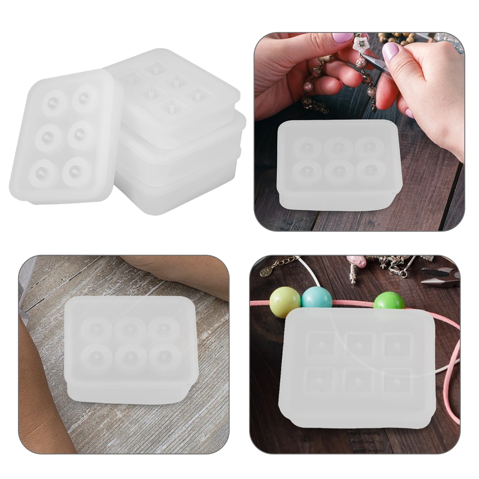 

4 Pcs Ice Tray Necklace Pendants Mold Crystal Epoxy Casting Molds Resin Silica Gel Silicone