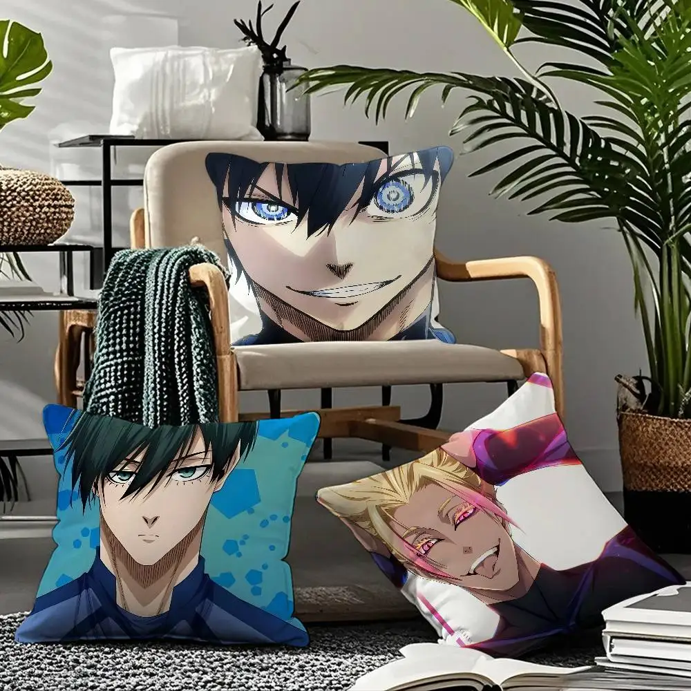 

B-BLUE L-L-LOCK Anime Pillow Case Comfort Sofa Bed Silky Elegant Invisible Zipper Custom Decorative Cushion Cover
