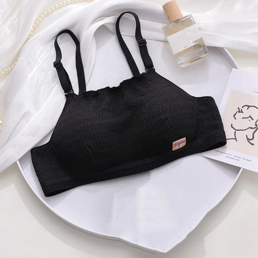 Sweet Ruffle Wireless Bra Women Buckle Solid Push Up Bra Intimates Vest Tops School Girls Bras Teenagers