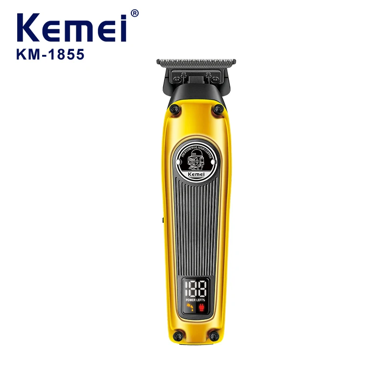 Kemei  Salon Barber USB Rechargeable Electric Hair Clipper LCD Digital Display Ceramic Cutter Head Hair Trimmers KM-1855