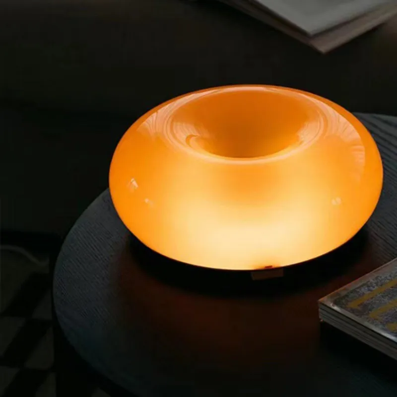 ABKY-مصباح حائط - شكل دونات - تصميم بسيط، مستشعر لمس، صديق للبيئة، إضاءة محيطة لغرفة النوم وغرفة المعيشة، إضاءة ليلية