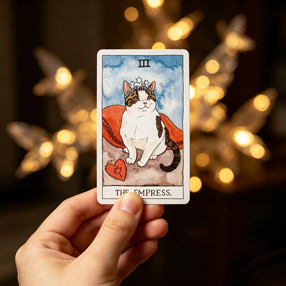 Cat Tarot Cards 78 Cute Cat Design Tarot Cards English Version Divination & Emotional Reading Card for Tarot Readers & Cat Lover view 5