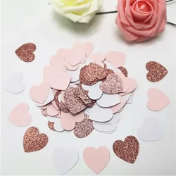 100pcs Glittler Rose Gold 3cm Heart Paper Confetti Wedding Card Paper Confettis Birthday Baby Shower Wedding Party Supplies