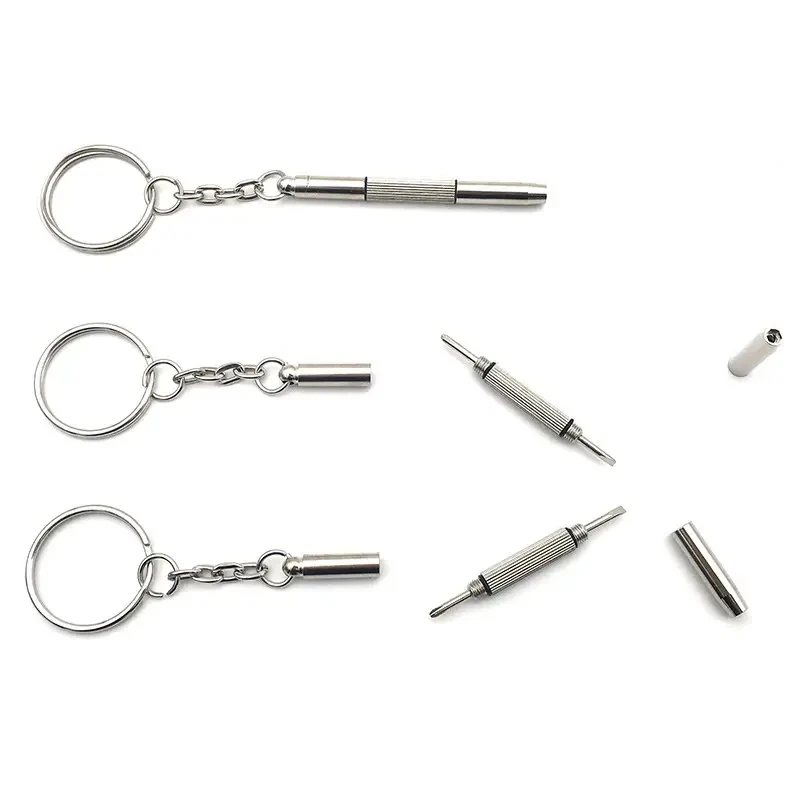 Steel Glasses Screwdriver Eyeglass Screwdriver Watch Repair Kit with Keychain Portable Hand Tools Precision Screwdriver Tools