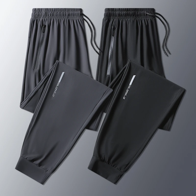 

High Quality Ice Silk Pants For Men's Summer Slim Casual New Loose High Elasticity Quick Drying Outdoor Running Casual Pants