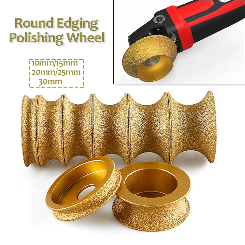 1pc Ruota per lucidatura rotonda diamantata brasata sotto vuoto a secco 20mm Diametro foro Ruota per bordi in ceramica per piastrelle Quarzo Marmo Granito Pietra
