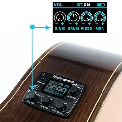 Professionele Akoestische Gitaar Pickup Lcd Digitale Tuner Pickup Preamp Eq Live Streaming Met Microfoon Gitaar Onderdelen (Geen Batterij)