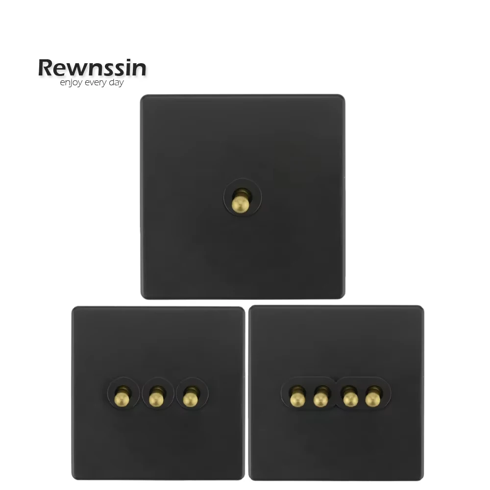 

Выключатель тумблерный латунный, 1, 2, 3, 4 клавишный, 2-позиционный, настенный, для света, темно-серый, ретро, матовый, с пластиковой рамкой