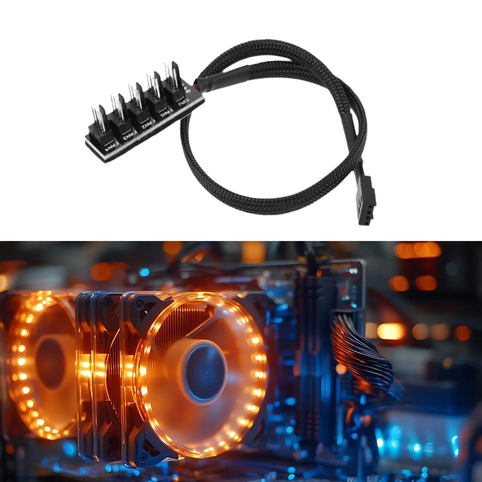 4 Pin PWM Fan Hub Splitter, 1 to 5 Way, High Performance, PC Motherboard Case Fan Power Extension Cable PWM PC Case Fan Hub