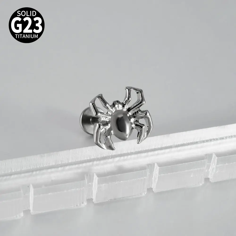 G23 التيتانيوم الشرير العنكبوت شيطان الأذن ترصيع الشفاه العلوي ترصيع القط الصغير أقراط اللولب Labret الغضروف الزنمة اللولب الشفاه ثقب