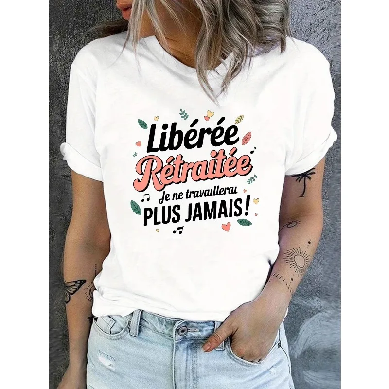 

Женская повседневная футболка с круглым вырезом и геометрическим узором «Liberated Retired», универсальная модель для любого сезона