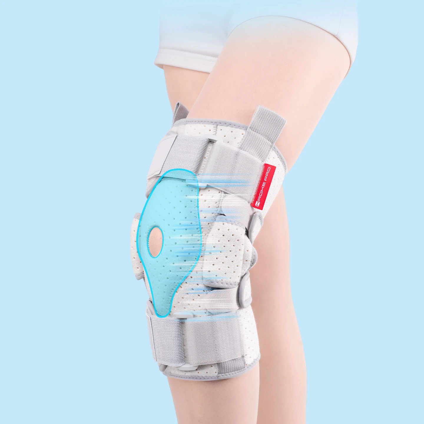Adjustable Knee Sleeve with Lateral Stabilizer Support and Enlarged Cushion Pad, Breathable Compression Knee Brace