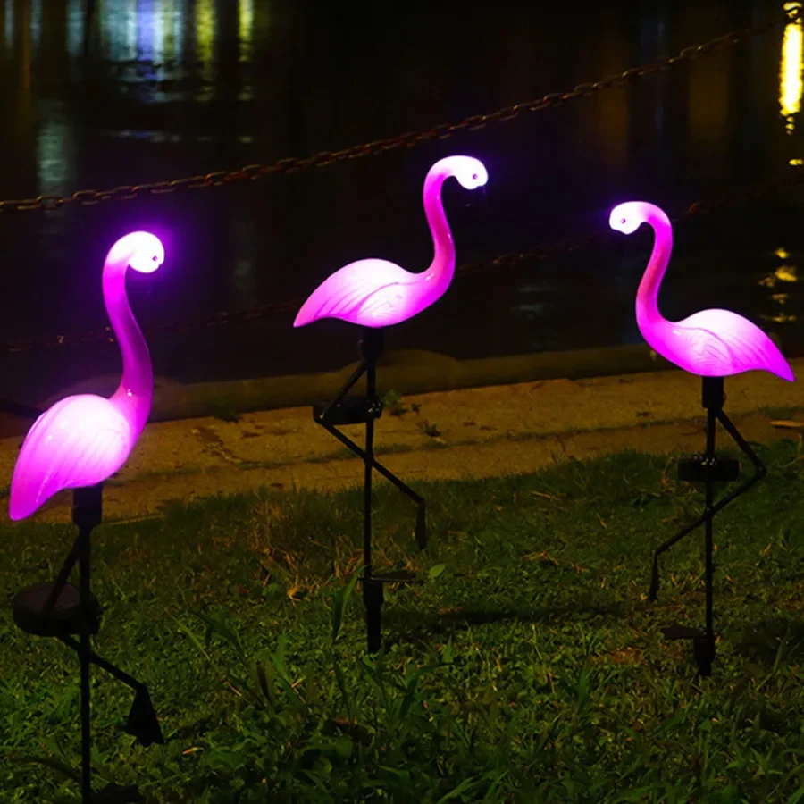 Tirvose Led Solar Garden Light Outdoor 1/3pcs Flamingo Shape Path Light Waterproof Landscape Lawn Lamps for Home Yard Decoration