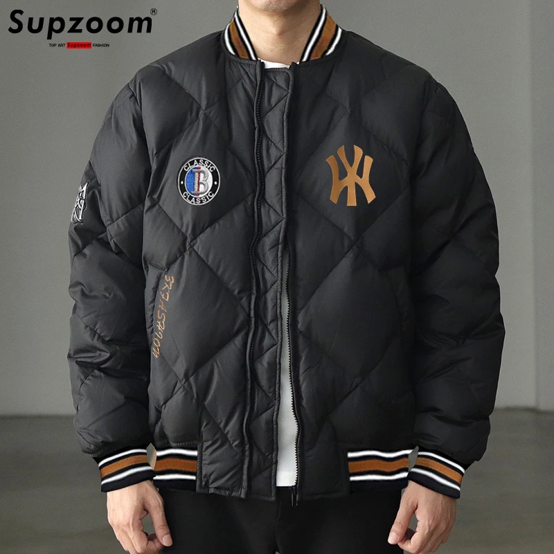 Supzoom 2022 New Arrival Hip Hop Embroidery Couples Casual Top Fashion Male And Female Winter Men Coat Warm Baseball Down Jacket