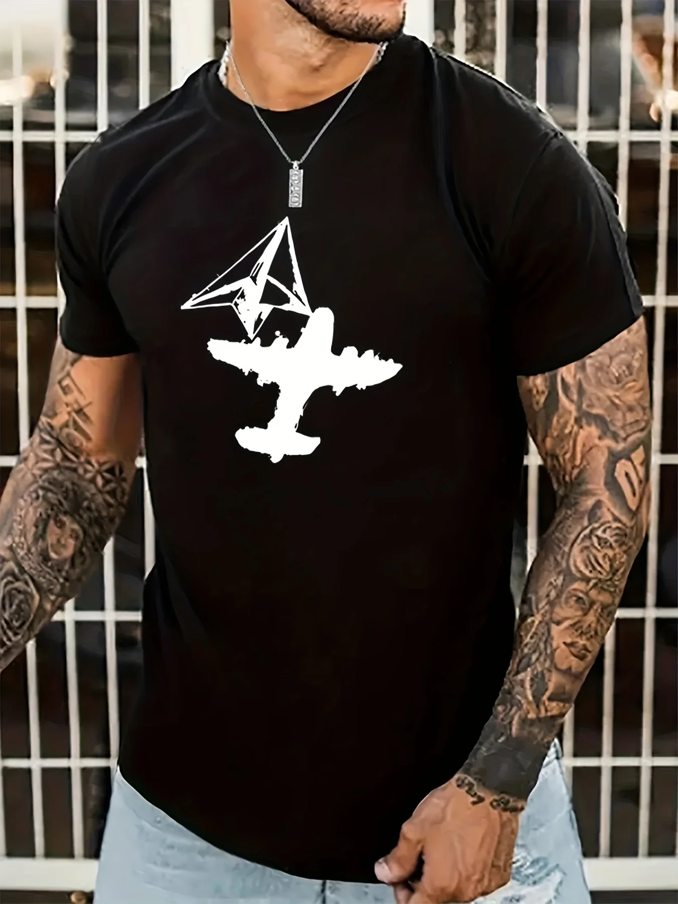 

Мужские футболки Уличная одежда с круглым вырезом Лето 100% хлопок Бумага Самолет Дизайн Печать Футболка с короткими рукавами Повседневная роскошь