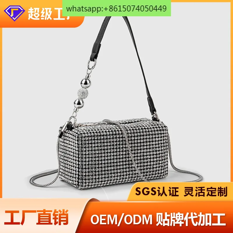 

Fashionable Pearl King Water Women's Diamond Bag Shining Full Diamond Cross Shoulder Carrying Underarm Bag