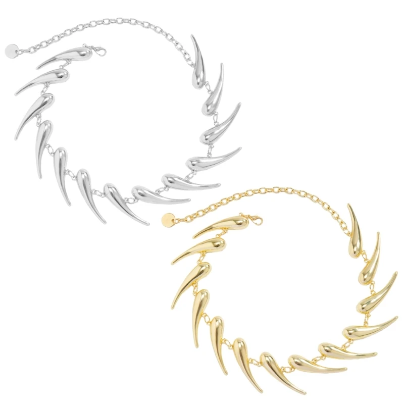 

Регулируемая длина, цепочка на ключицу, подвеска в форме капли воды, колье, винтажные аксессуары с заклепками, ожерелье в стиле