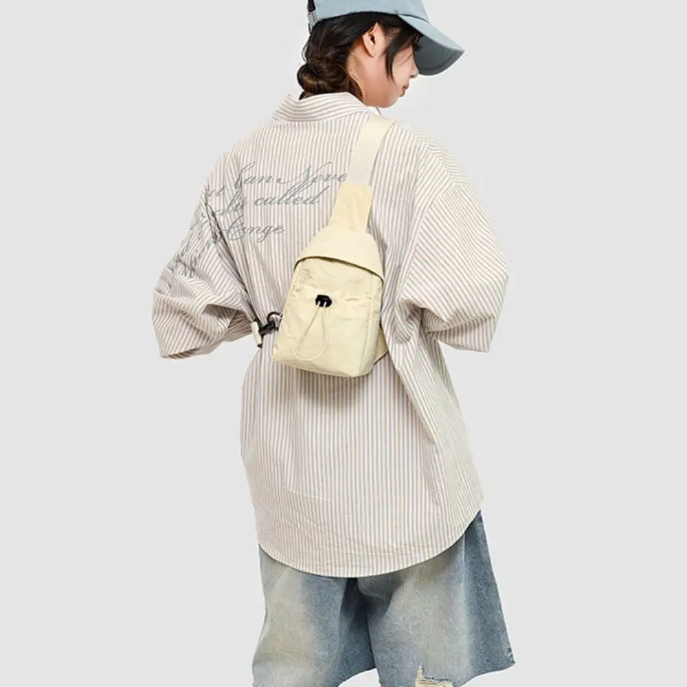 

Fashion Nylon Women's Breast Bag Drawstring Crossbody Mobile Phone Bag Portable Lightweight Shoulder Bag Female Lady Girl