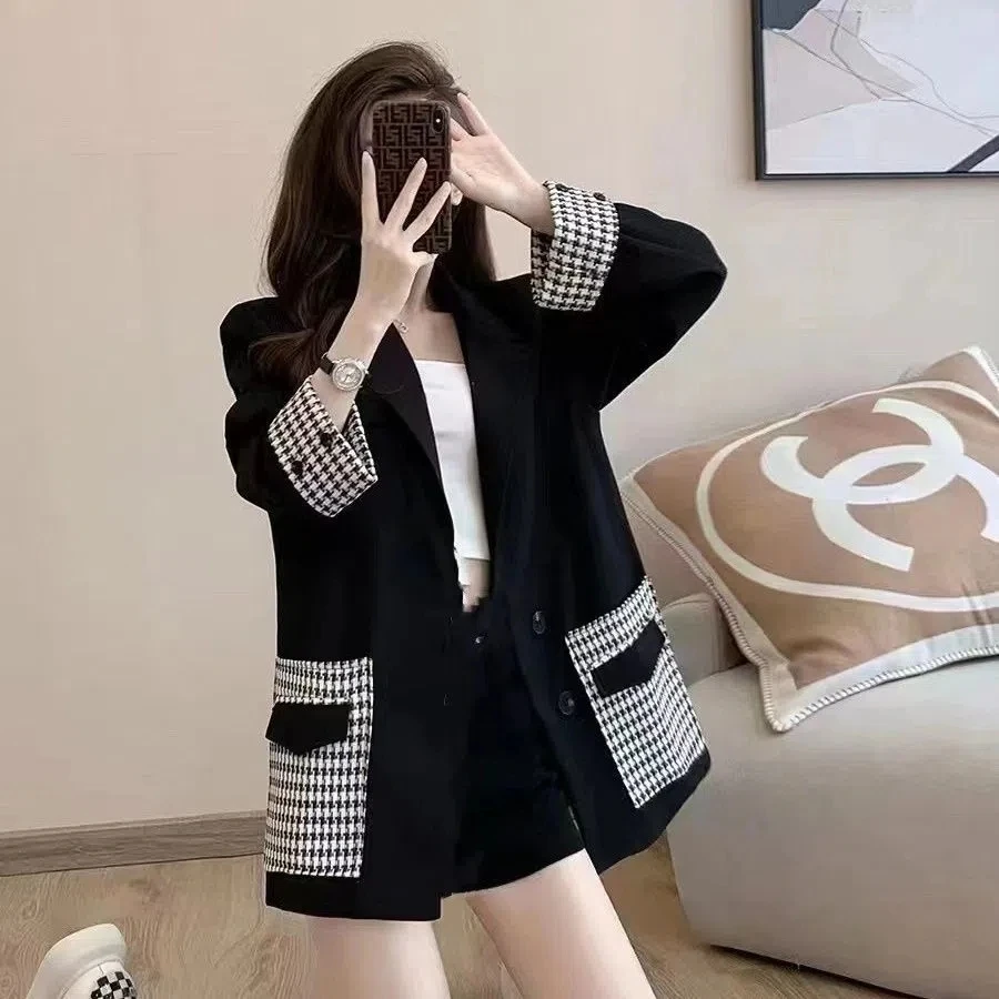 

Blazer Women 2023 Spring New Fashion Design Sense British Style Suit Jacket Female Stitching Large Size Casual Autumn Overcoat