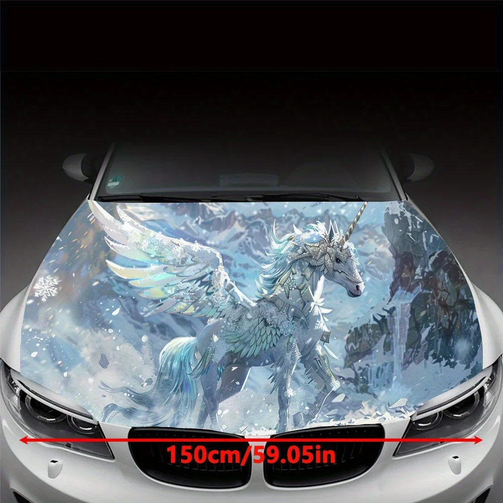 Unicorn, ice and snow wings, fantasy, delicate snowflakes, mountain peaks, fairylandDecal Stickers for Car Covers Stickers for D