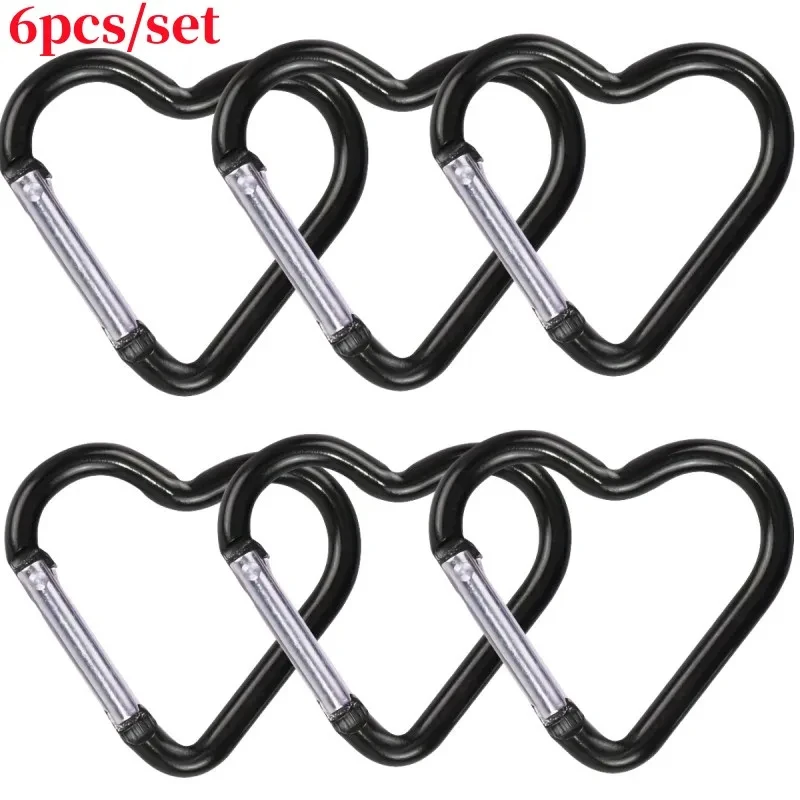 6 stuks duurzame hartvormige karabijnhaak sleutelhangerclip voor OutdoorAdventures - perfect voor kamperen, wandelen en reizen