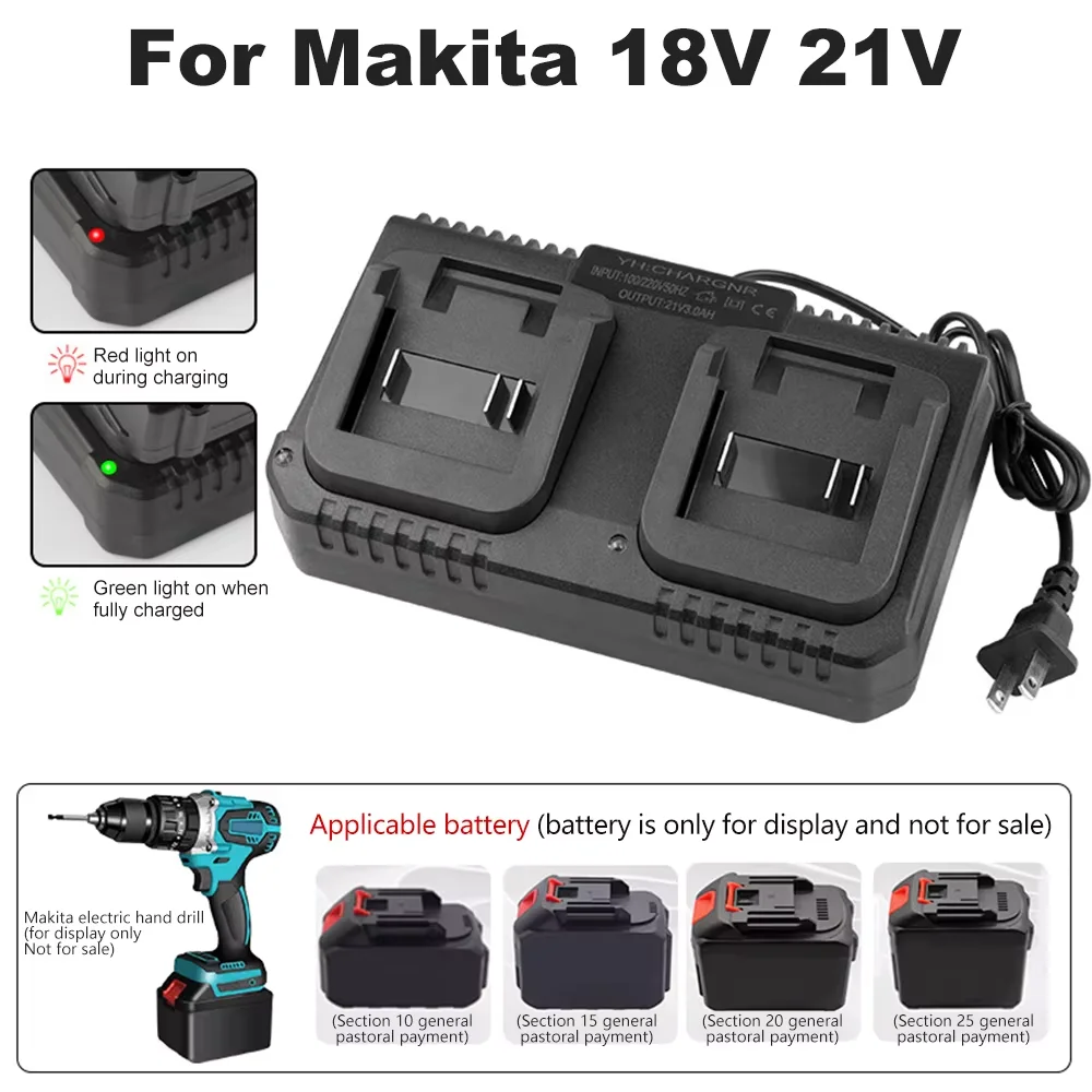 For Makita Electric Drill Polishing Machine Lawn Mower Car Wash Machine Battery Adapter 18V 21V 2A/3A Lithium Battery Charger - view 2