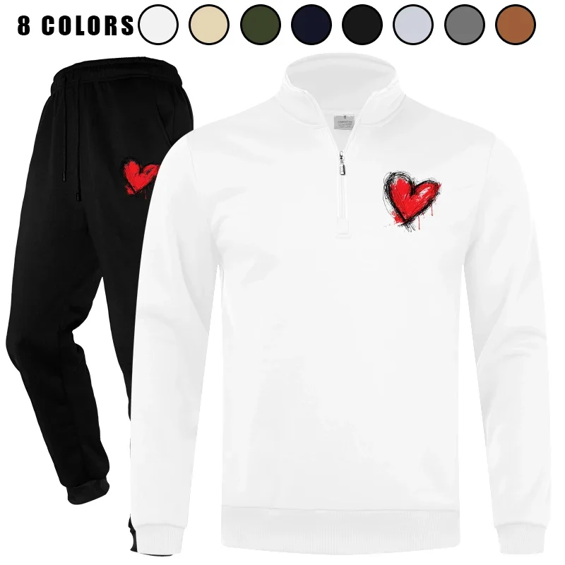 

Men's 2 Piece Quarter Zip Plaid Jacquard Jogging Workout Tracksuit Sweatsuit Suit Set