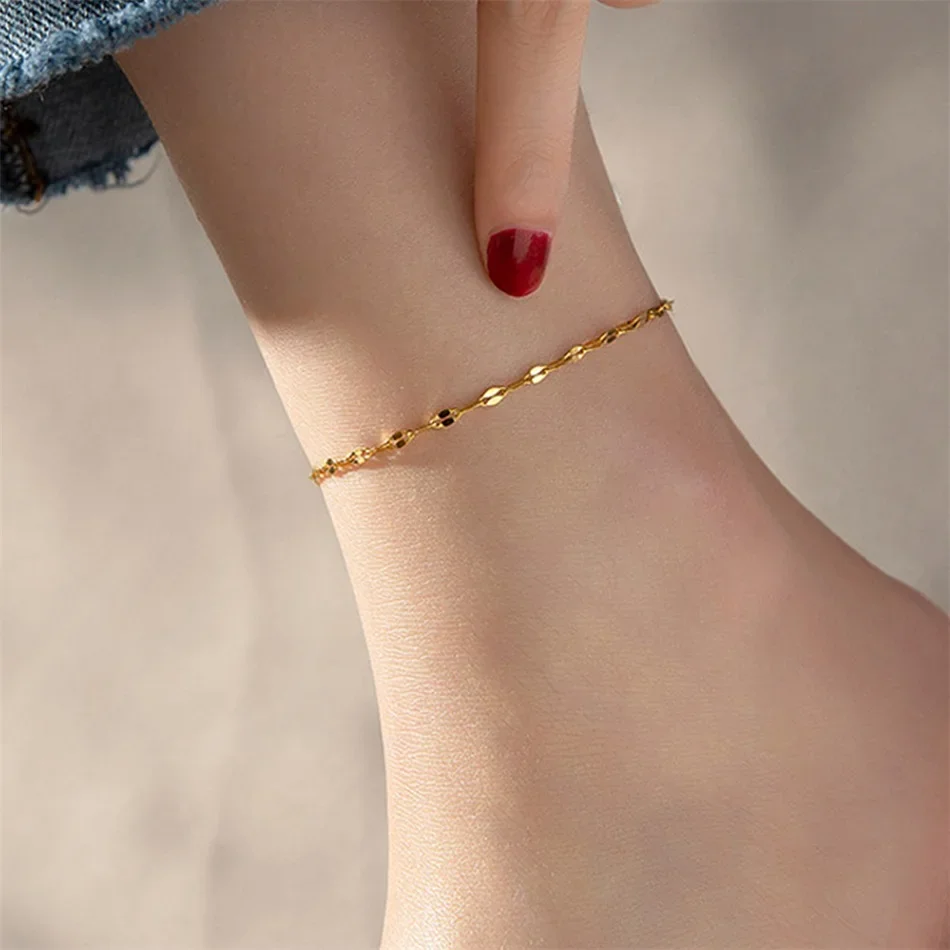 316 l stainless steel Minimalist golden Chains Anklets For Women Girls Friend Foot Jewelry Leg Barefoot Bracelet jewelry