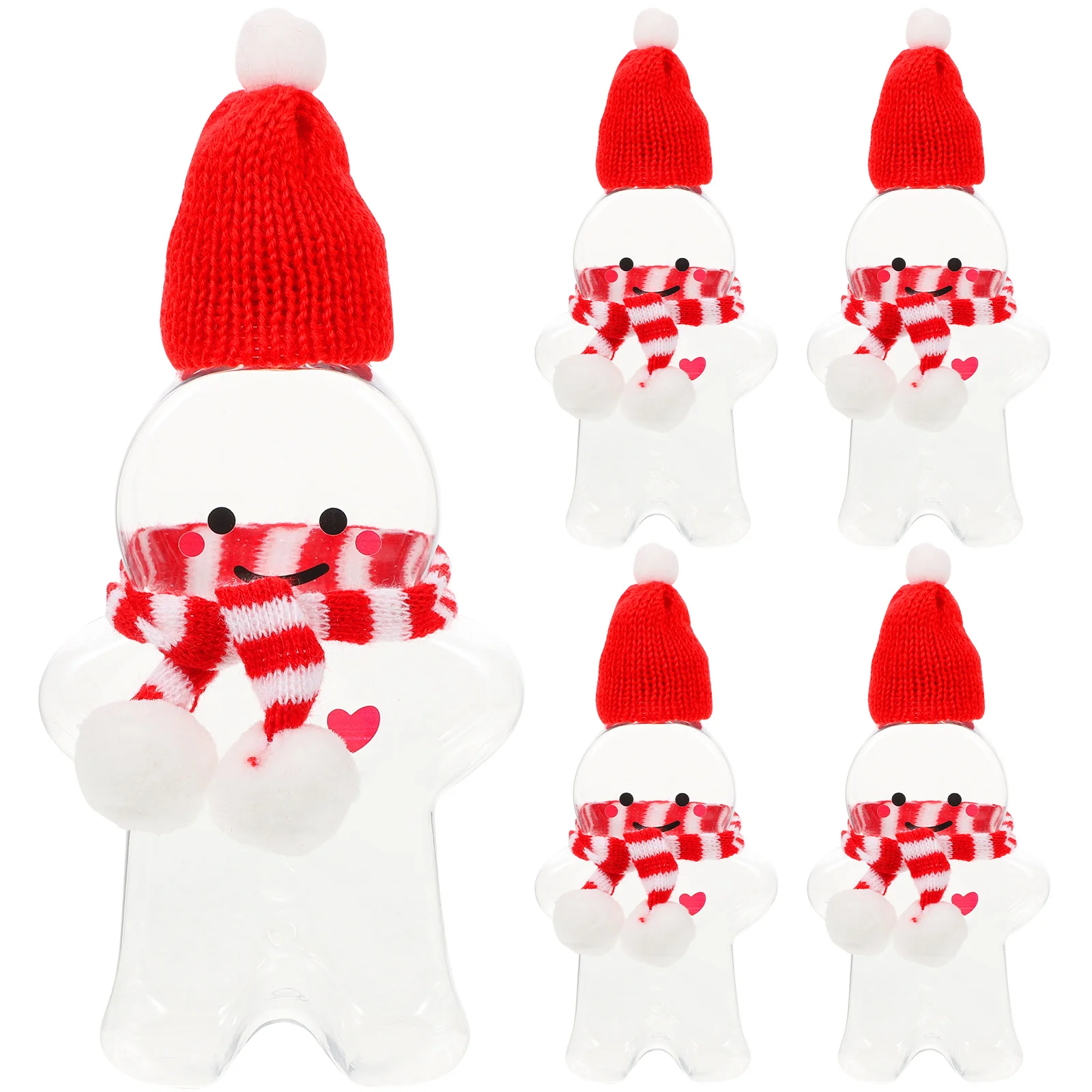 

5 Sets Gingerbread Man Jar Christmas Cookie Jars Clear Water Bottle with Cover Juice Bottles Xmas Candy The Pet Child