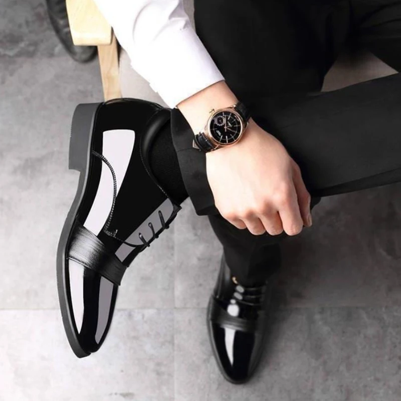 

Мужская официальная обувь на шнуровке с круглым носком, нескользящая кожаная не повседневная обувь для вечеринок и офисов, новинка 2025 года, трендовая социальная обувь для мужчин