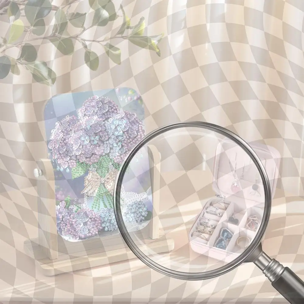 

DIY Flower Diamond Painting Kit Rotatable Mirror w Diamond Painting Jewelry Box