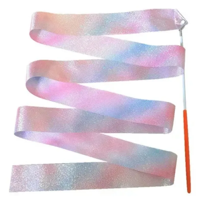 5/10pcs Flashing Star Gym Ribbons Dance Ribbon Rhythmic Art Gymnastics Ballet Streamer Twirling Rod Rainbow Stick Training 2M/4M