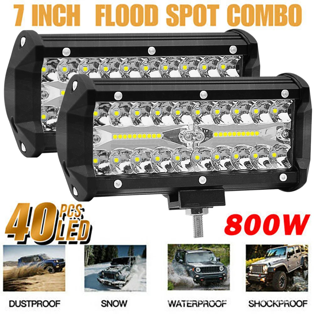 

2 PCS 12V 24V 400W LED Bar Offroad Spot Flood Combo LED Light Bar/Work Light for Truck Car SUV 4WD 4x4 Boat ATV LED Headlights