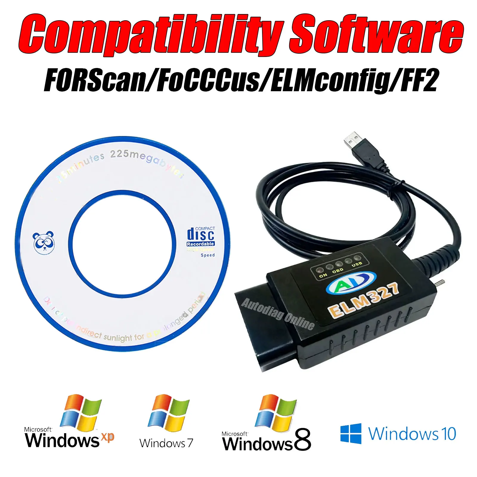 ELM327 الماسح الضوئي V1.4 FTDI FT232RL PIC18F2480 رقاقة CAN-HS/MS لفورد فورسكان قارئ رمز أداة السيارات obd2 elm327 USB الماسح الضوئي