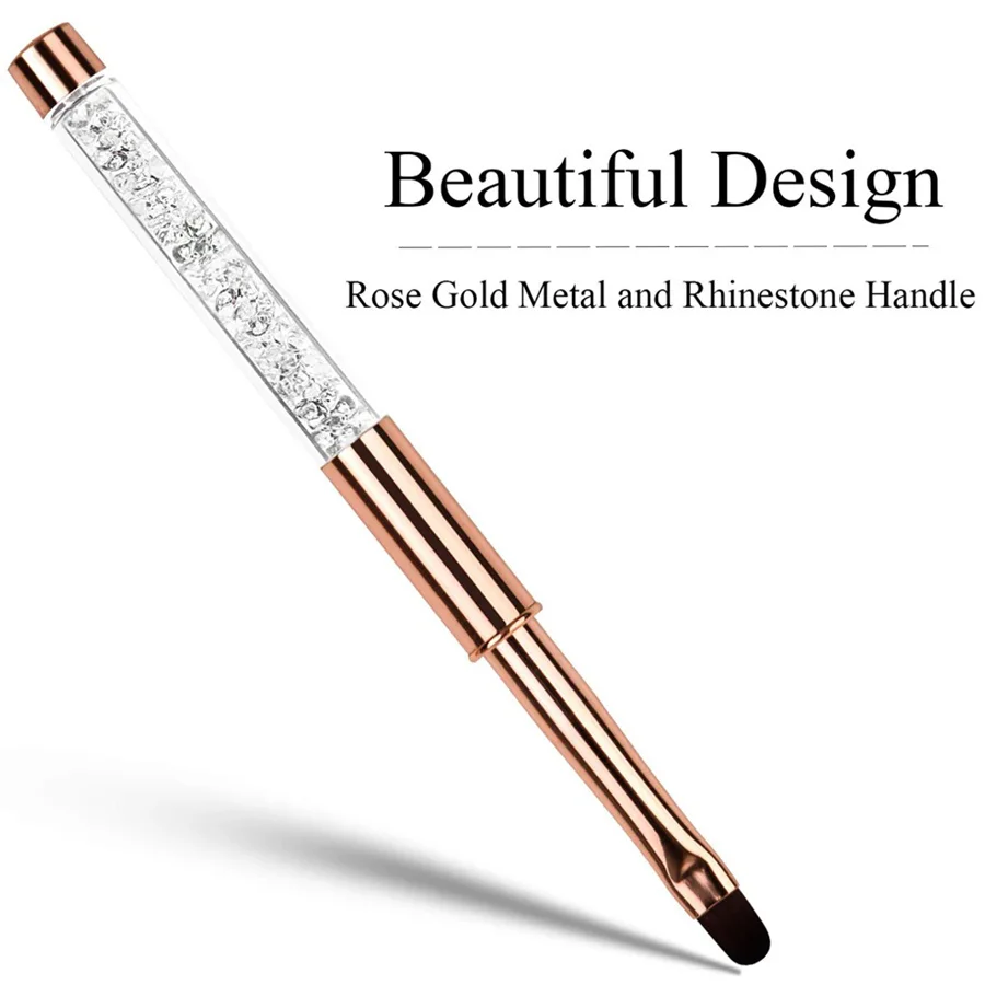 1 pieza pincel de arte de uñas en gel rosa dorado, liner, pincel de dibujo acrílico, mango de circonio, herramienta de manicura 6