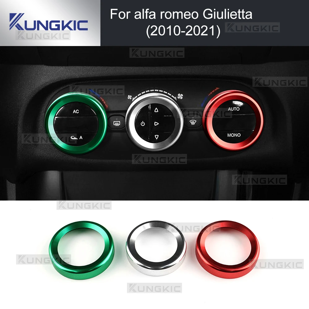 For 2010 2011 2012 2013 2014 2015 2016 2017 2018 2019 2020 2021 Alfa Romeo Giulietta 940 Car AC knob Rings Tricolor Trim