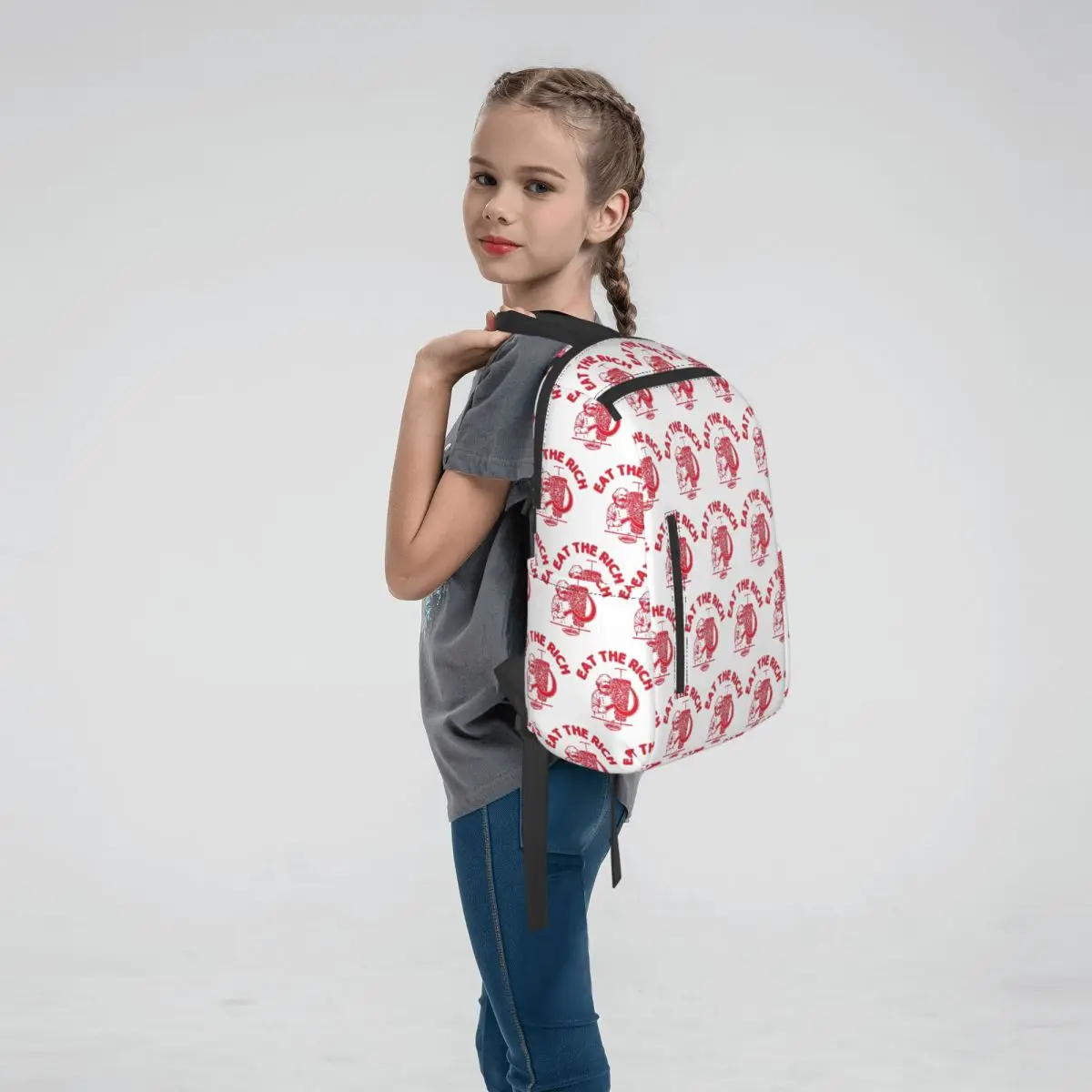 Eat The Rich Doner Dner Kebab Karl Marx Socialist Hasan Piker Backpack Daypack Boys Girls BookBag School Bag Shoulder