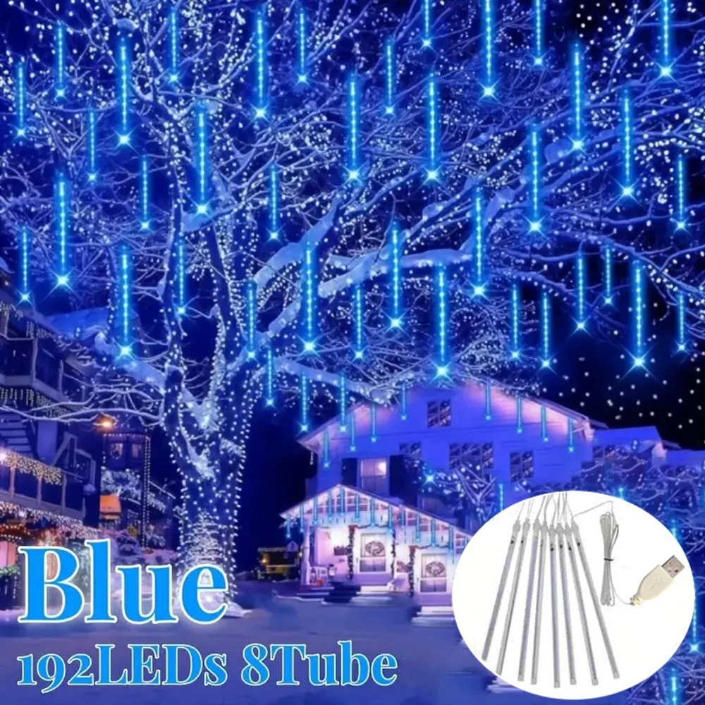 

30/50CM USB Outdoor Meteor Shower Christmas Lights Hanging String Lights for Garden Tree Holiday Party Decoation Lamp